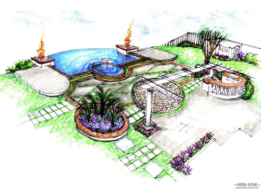 picture perfect perspective drawing of contemporary pool